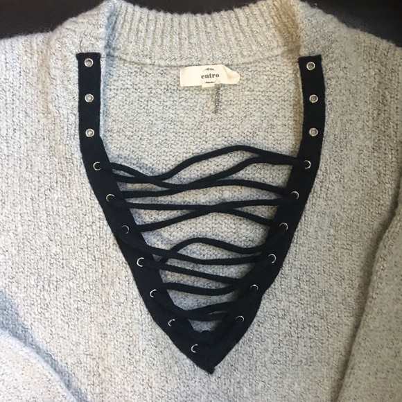 Boutique Lace Up Oversized Sweater - Picture 2 of 3